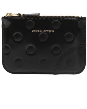 Comme des Garçons Logo-Bedrukte Leren Portemonnee - Zwart