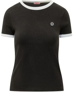 KENZO Fitted Rib T-Shirt - Zwart