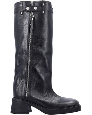 Miista Schoenen ,Zwart ,Leer Izolda Zipper Boot - Blauw