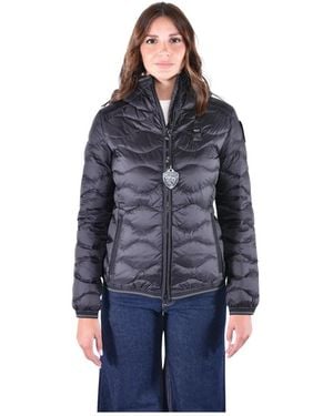 Blauer Steppjacke Mit Wellensteppung - Blau