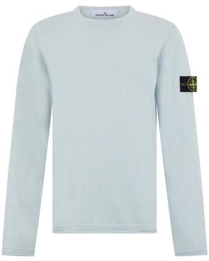 Stone Island Katoenen En Nylon Trui Met Ribbels - Blauw