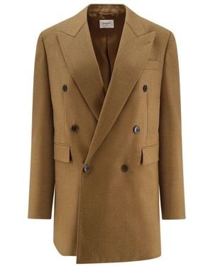Saint Laurent Double-Breasted Coats - Brown