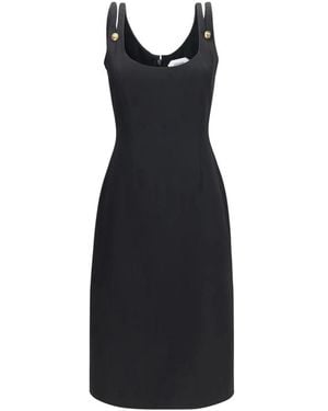 Versace Kleedjes ,Zwart ,Wol Wool Grain De Poudre Midi Jurk