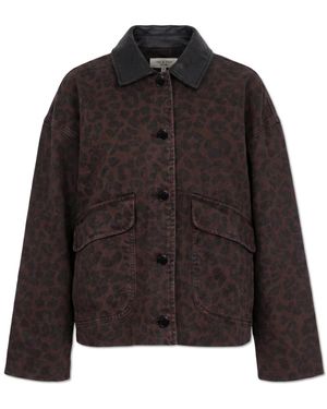 Rag & Bone Jassen ,Bruin ,Katoen Animal Print Jacket - Zwart