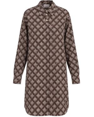 Marella Kleedjes ,Bruin ,Satijn Emmgiunto Shirt Dress