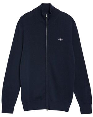 GANT Casual Baumwoll-Cardigan Mit Reißverschluss - Blau