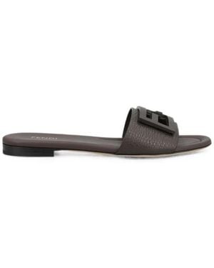 Fendi Schoenen ,Bruin ,Leer Baguette Leder Slide