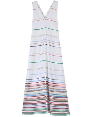 Paul Smith Kleedjes ,Veelkleurig ,Katoen Abito Lungo Multiriga Ps - Wit