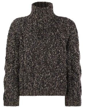 Brunello Cucinelli Truien & Vesten ,Bruin ,Wol Chiné Coltrui - Zwart