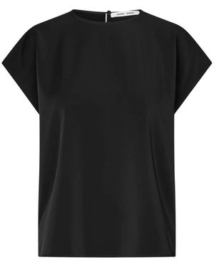Samsøe & Samsøe Tops ,Zwart ,Polyester Short Sleeve Woven Top