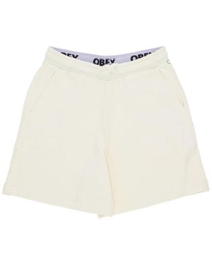 Obey Korte Trainingsbroek Lichtgewicht Katoenen Shorts - Wit