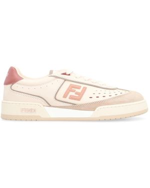 Fendi Leren Lage Sneakers Met Suède Inzetstukken - Roze