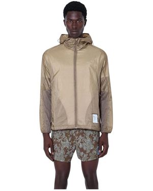 Satisfy Fitness ,Nylon Diamond Fuse Windbreaker Jacket - Naturel