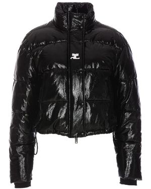 Courreges Jassen ,Zwart ,Vinyl Puffer Jacket