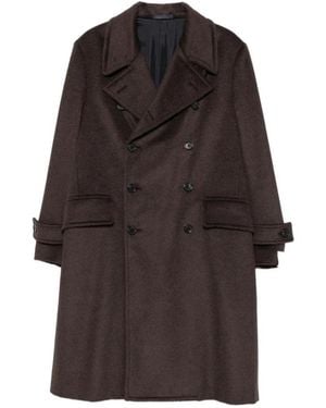 Caruso Double-Breasted Coats - Brown