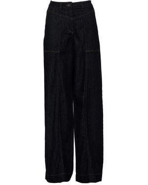 Self-Portrait Broeken ,Blauw ,Denim Denim Straight Leg Jeans - Zwart