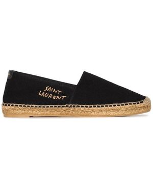 Saint Laurent Geborduurde Espadrilles Van Canvas - Zwart