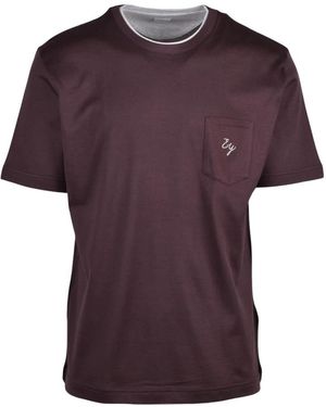 Eleventy Tops ,Paars ,Katoen Katoenen Jersey T-Shirt