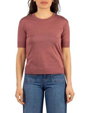Herno Truien & Vesten ,Roze ,Katoen T-Shirt Met Ronde Hals - Rood