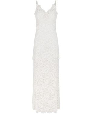 Rabanne Vestido Largo Marfil Con Escote En V, Mujer, Talla - Blanco