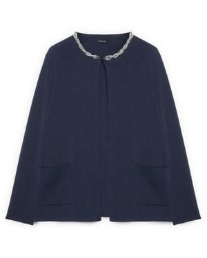 FIORELLA RUBINO Truien & Vesten ,Blauw ,Nylon Fijngebreid Vest Met Aangebrachte Ketting