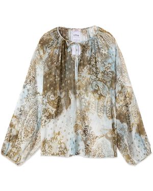 Oltre Blouse Met Patroon En Lange Mouwen - Naturel