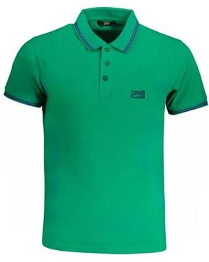 Roberto Cavalli Tops ,Groen ,Groen Poloshirt Met Korte Mouwen En Borduurwerk