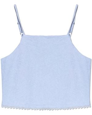 American Vintage Tops ,Blauw ,Katoen Top Met Decoratieve Afwerking