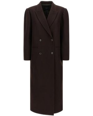 Twinset Dubbele-Breasted Wollen Mix Jas - Zwart