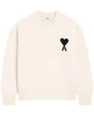 Ami Paris Ami De Coeur Sweater Met Ronde Hals - Wit