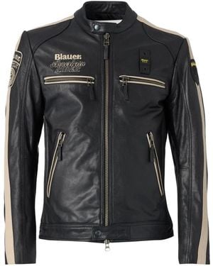 Blauer Garner Lederjacke - Schwarz