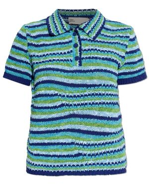 Tory Burch Tops ,Blauw ,Katoen Polo Met Decoratieve Brei