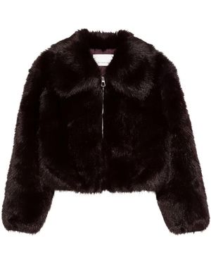 Frankie Shop Jassen ,Bruin ,Nylon Hope Faux Fur Jacket - Zwart