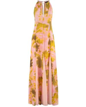 Nenette Georgette Lange Jurk Met Print - Metallic