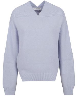 Victoria Beckham V-Neck Knitwear - Blue