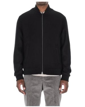 Herno Diagonal Wollen Bomberjack Met Baseballkraag - Zwart