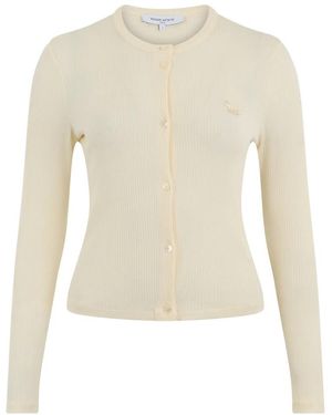 Maison Kitsuné Truien & Vesten ,Geel ,Katoen Baby Fox Ribgebreid Vest - Naturel