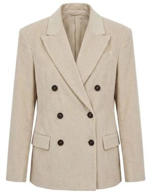 Brunello Cucinelli Jassen ,Katoen Dubbelrijige Corduroy Jas - Naturel