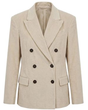Brunello Cucinelli Jassen ,Katoen Dubbelrijige Corduroy Jas - Naturel