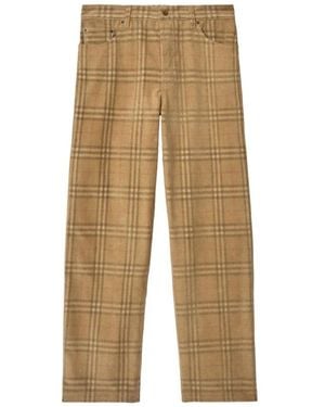Burberry Checked Corduroy Trousers - Natural