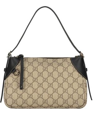 Gucci Tassen ,Leer Gg Emblem Kleine Schoudertas - Metallic