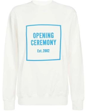 Opening Ceremony Hoodies & Sweatvesten ,Wit ,Katoen Logo Print Sweatshirt - Blauw