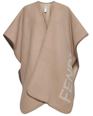 Fendi Jassen ,Wol Wol Kasjmier Poncho Vrouwen - Naturel