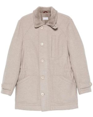 Brunello Cucinelli Single-Breasted Coats - Natural