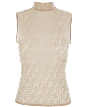 Fendi Ff Lace Top - Naturel