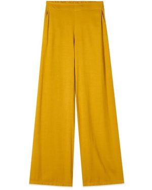 Oltre Broeken ,Geel ,Linnen Wijde Linnenmix Broek Met Pijpen