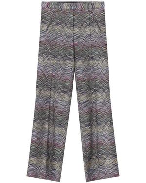 Missoni Broeken ,Veelkleurig ,Leer Wijde Broek - Grijs