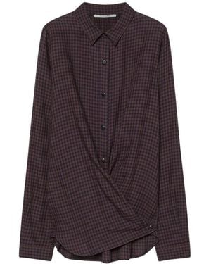 Pomandère Overhemden ,Veelkleurig ,Katoen Gingham Flanellen Blouse - Paars