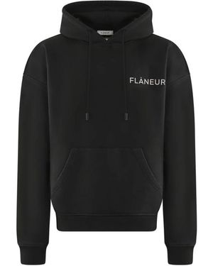 flâneur Dubbel Logo Gewassen Hoodie - Zwart