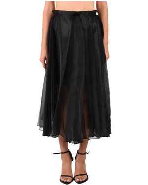 MEIMEIJ Geborduurde Organza Midi-Rok - Zwart